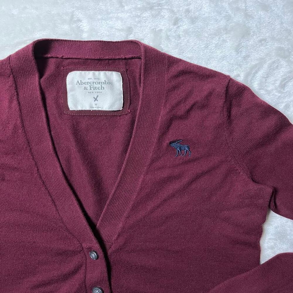 Abercrombie & Fitch Cardigan Womens Medium Dark Maroon A&F Emo Goth Sweater